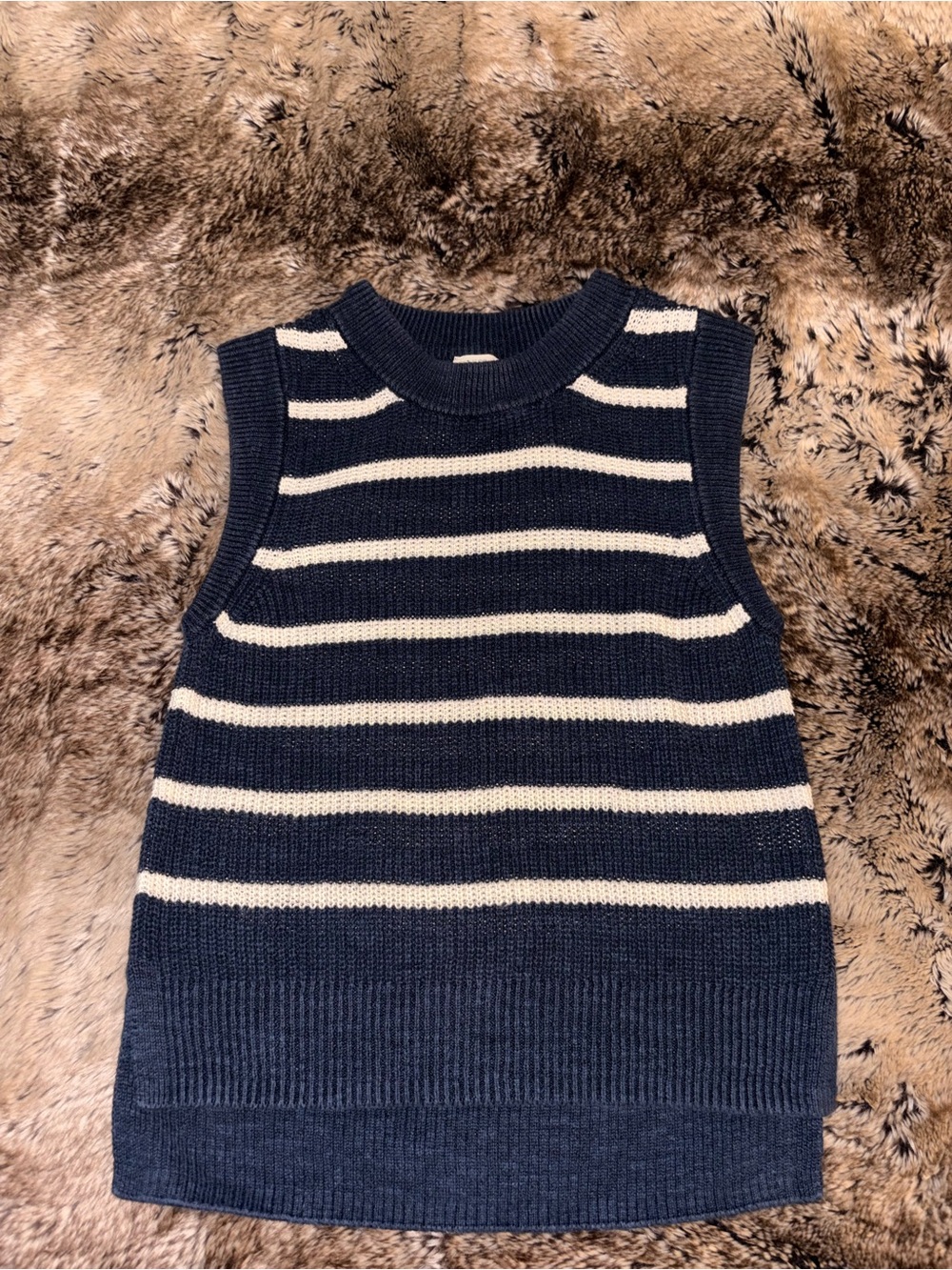 Faherty Navy Blue & White Striped Sweater Tank